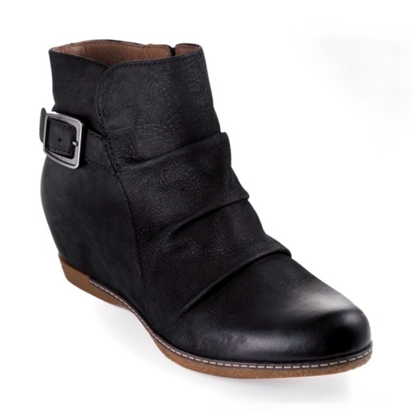 DANSKO | Lia Hidden Wedge Black Burnished Nubuck Leather Bootie | 9.5-10 - Picture 1 of 16
